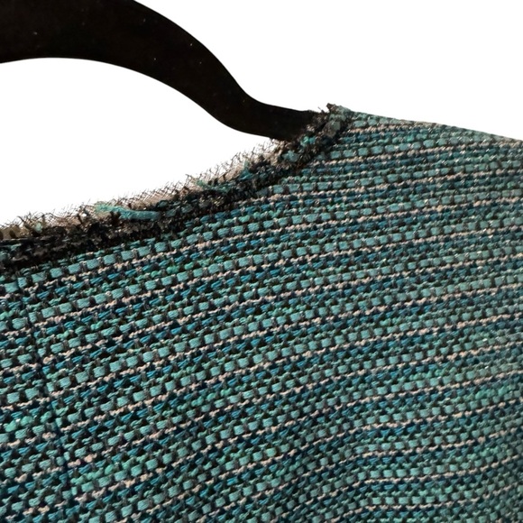 Classiques Entier Blue and Green Blazer Open Front Collarless Design - Picture 5 of 8